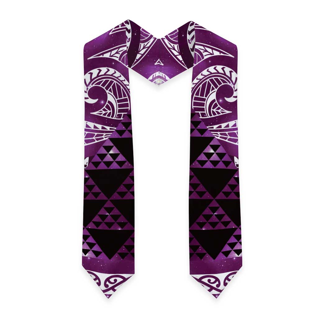Matariki New Zealand Graduation Stole NZ Niho Taniwha Maori New Year Purple Galaxy LT14 - Polynesian Pride