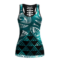 Matariki New Zealand Hollow Tank Top NZ Niho Taniwha Maori New Year Cyan Galaxy LT14 Female Cyan - Polynesian Pride