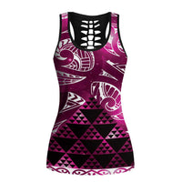 Matariki New Zealand Hollow Tank Top NZ Niho Taniwha Maori New Year Pink Galaxy LT14 Female Pink - Polynesian Pride