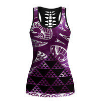 Matariki New Zealand Hollow Tank Top NZ Niho Taniwha Maori New Year Purple Galaxy LT14 Female Purple - Polynesian Pride