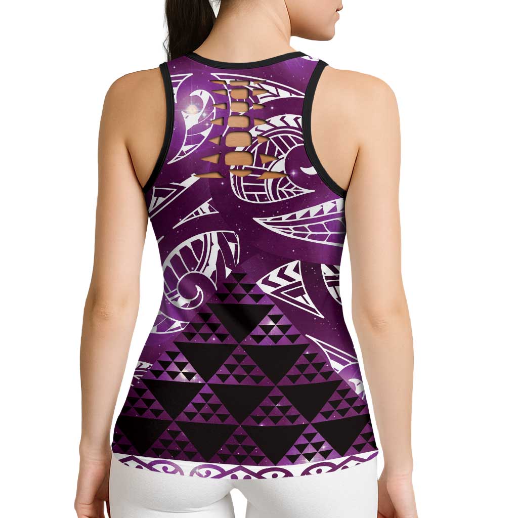 Matariki New Zealand Hollow Tank Top NZ Niho Taniwha Maori New Year Purple Galaxy LT14 - Polynesian Pride