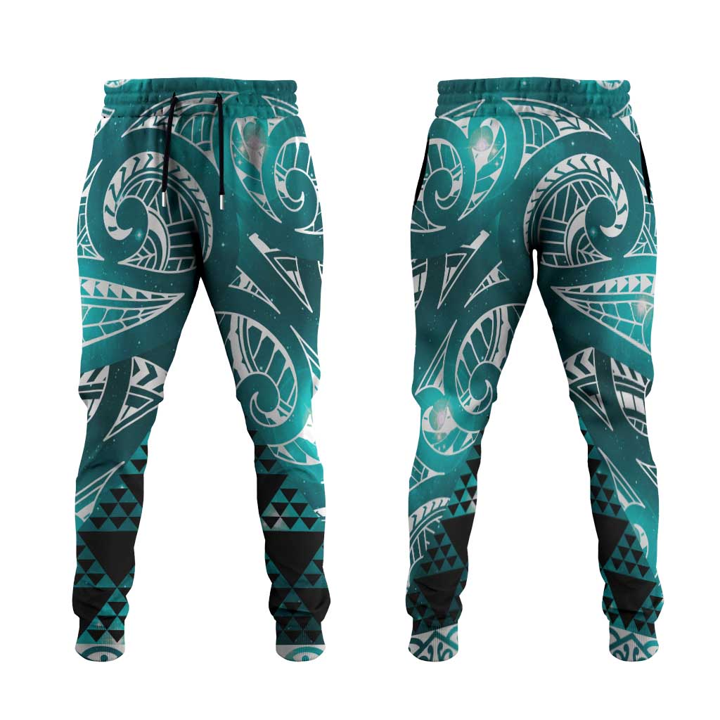 Matariki New Zealand Jogger Pants NZ Niho Taniwha Maori New Year Cyan Galaxy