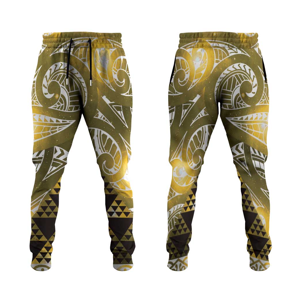 Matariki New Zealand Jogger Pants NZ Niho Taniwha Maori New Year Yellow Galaxy