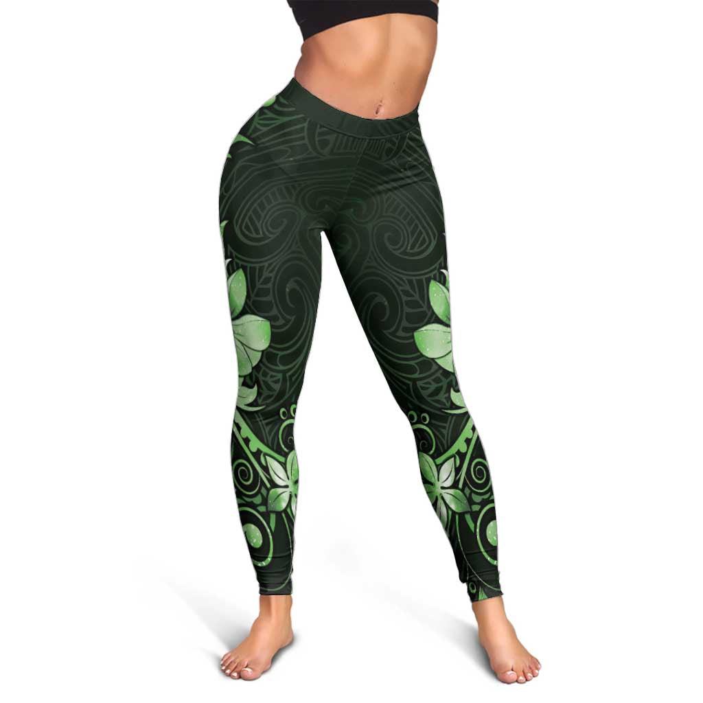 Matariki New Zealand Leggings Maori Pattern Green Galaxy LT05 - Polynesian Pride