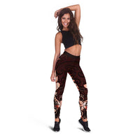 Matariki New Zealand Leggings Maori Pattern Red Galaxy LT05 - Polynesian Pride