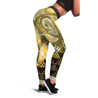 Matariki New Zealand Leggings NZ Niho Taniwha Maori New Year Yellow Galaxy