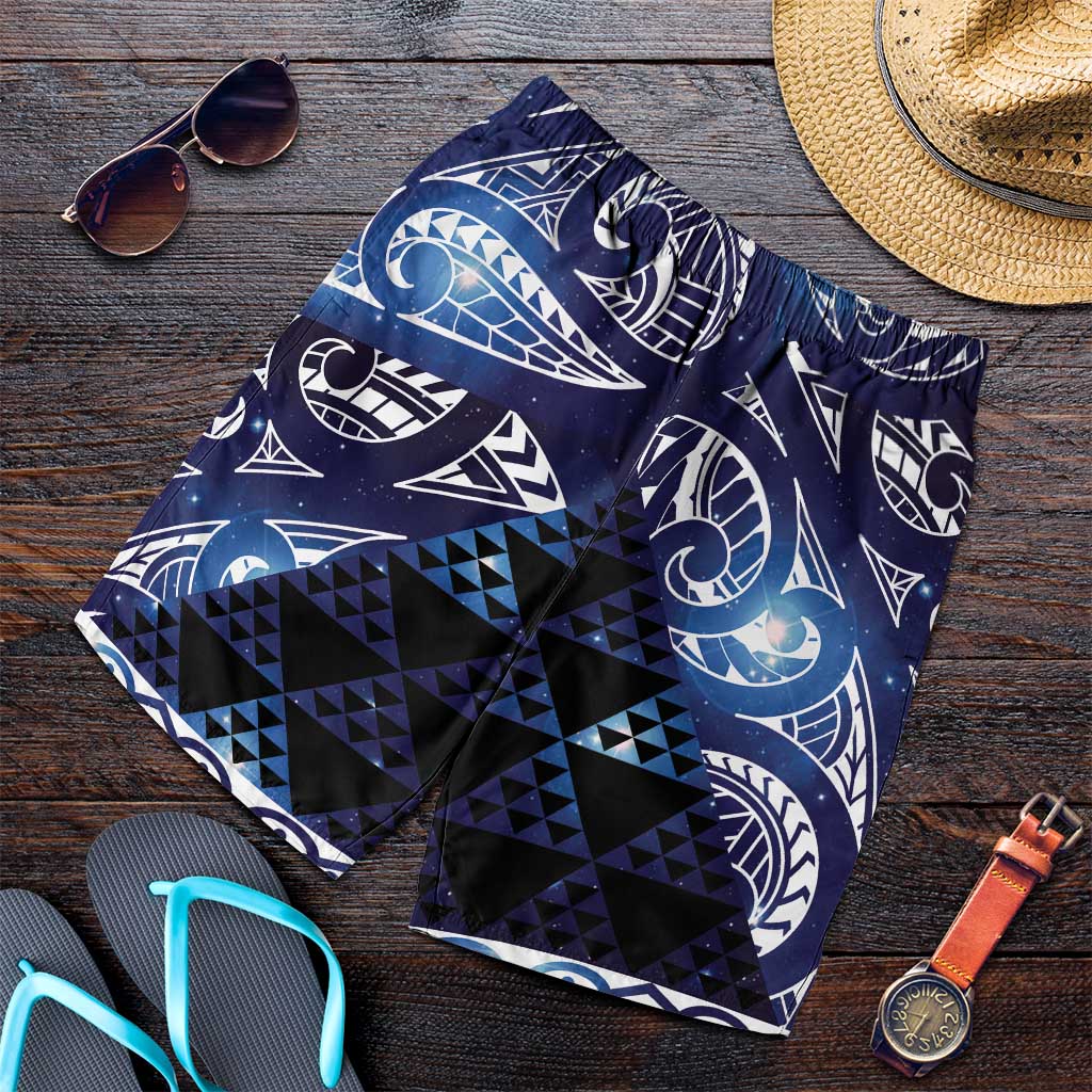 Matariki New Zealand Shorts for Men NZ Niho Taniwha Maori New Year Blue Galaxy
