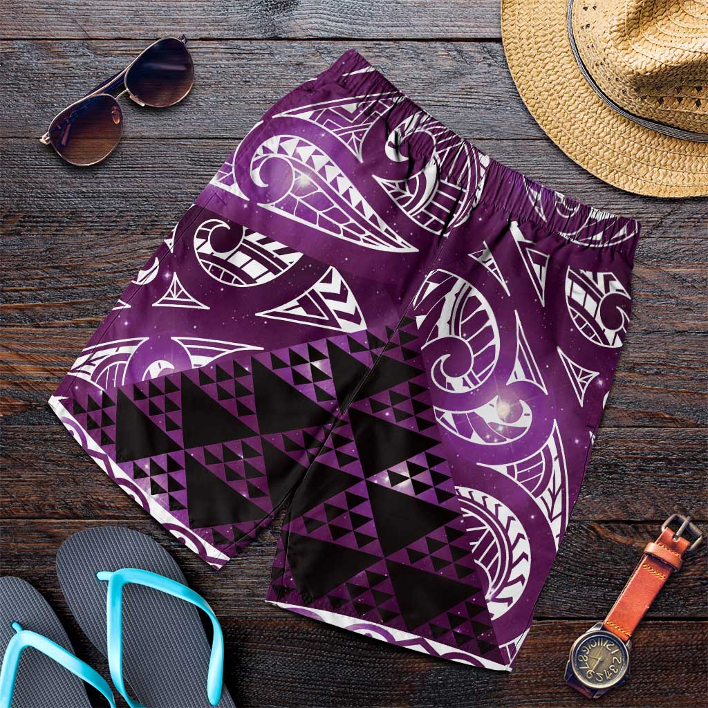 Matariki New Zealand Shorts for Men NZ Niho Taniwha Maori New Year Purple Galaxy LT14 Purple - Polynesian Pride