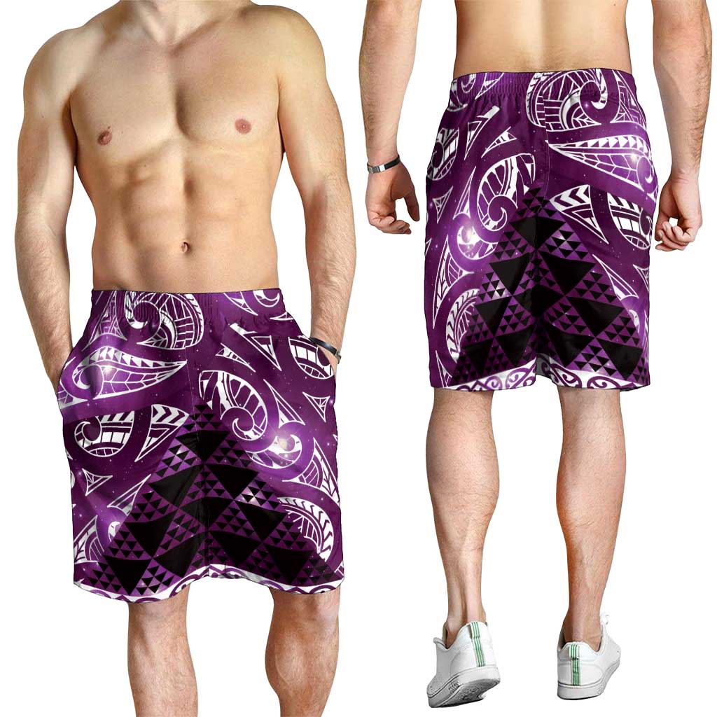 Matariki New Zealand Shorts for Men NZ Niho Taniwha Maori New Year Purple Galaxy LT14 - Polynesian Pride