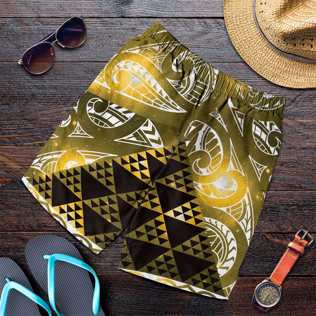 Matariki New Zealand Shorts for Men NZ Niho Taniwha Maori New Year Yellow Galaxy