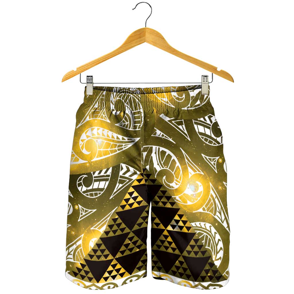 Matariki New Zealand Shorts for Men NZ Niho Taniwha Maori New Year Yellow Galaxy LT14 - Polynesian Pride