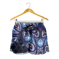 Matariki New Zealand Shorts for Women NZ Niho Taniwha Maori New Year Blue Galaxy LT14 - Polynesian Pride