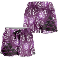Matariki New Zealand Shorts for Women NZ Niho Taniwha Maori New Year Purple Galaxy LT14 - Polynesian Pride