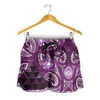 Matariki New Zealand Shorts for Women NZ Niho Taniwha Maori New Year Purple Galaxy LT14 - Polynesian Pride
