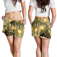 Matariki New Zealand Shorts for Women NZ Niho Taniwha Maori New Year Yellow Galaxy LT14 - Polynesian Pride