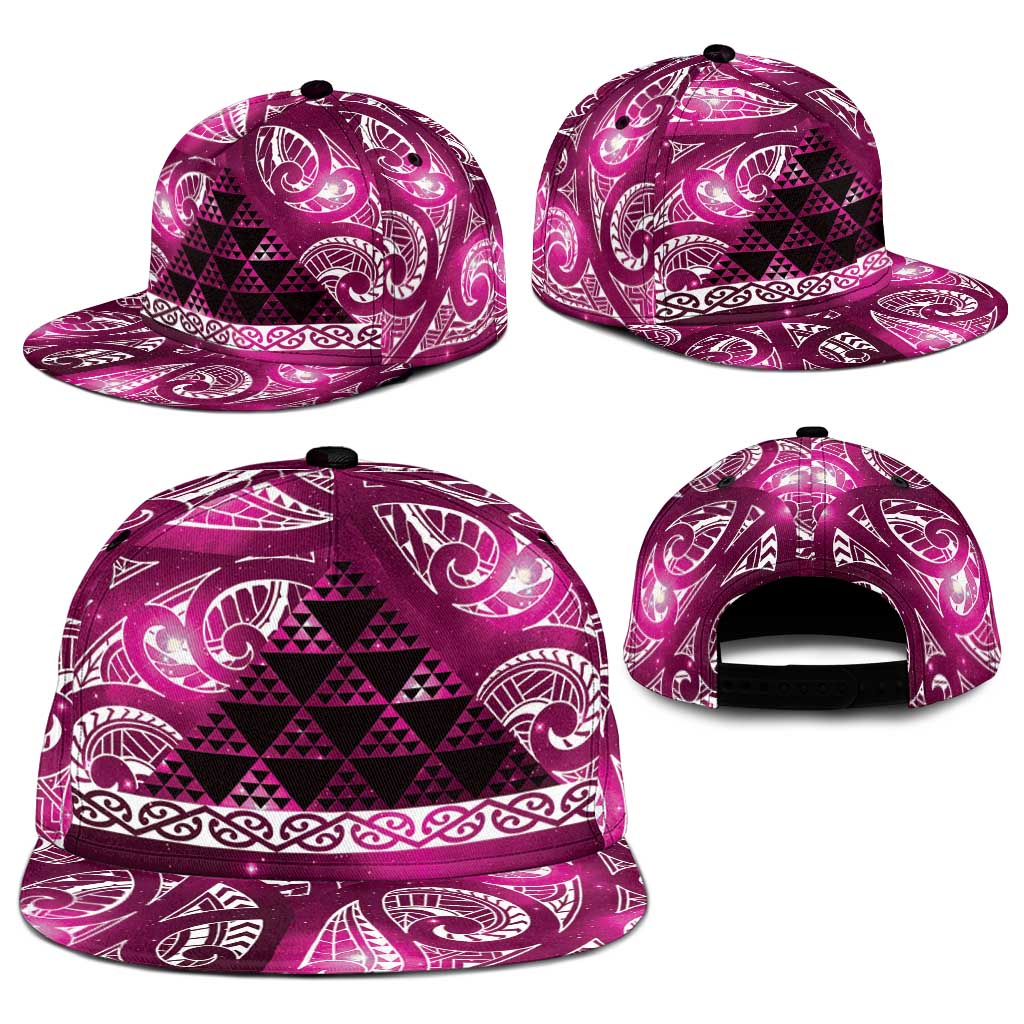 Matariki New Zealand Snapback Cap NZ Niho Taniwha Maori New Year Pink Galaxy