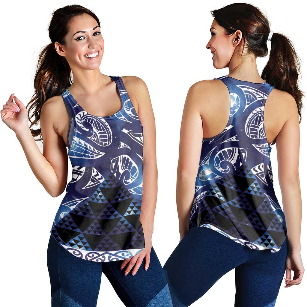 Matariki New Zealand Women Racerback Tank NZ Niho Taniwha Maori New Year Blue Galaxy LT14 - Polynesian Pride