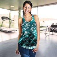 Matariki New Zealand Women Racerback Tank NZ Niho Taniwha Maori New Year Cyan Galaxy LT14 - Polynesian Pride