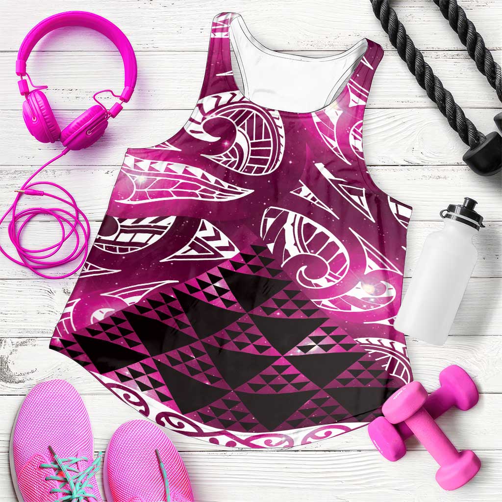 Matariki New Zealand Women Racerback Tank NZ Niho Taniwha Maori New Year Pink Galaxy LT14 Pink - Polynesian Pride