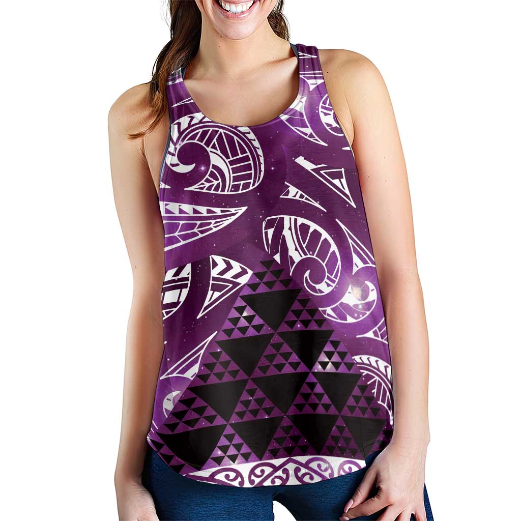Matariki New Zealand Women Racerback Tank NZ Niho Taniwha Maori New Year Purple Galaxy LT14 - Polynesian Pride