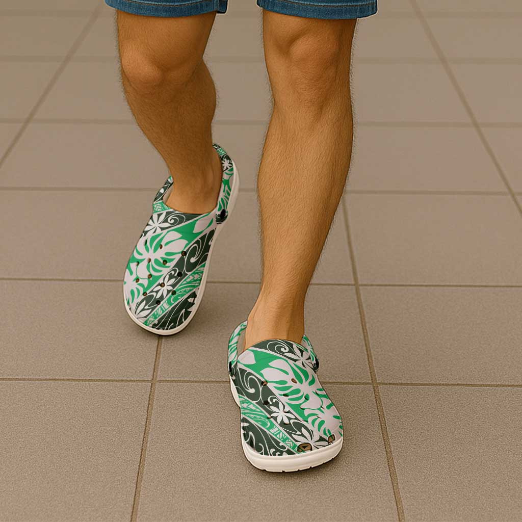 Matie Tahiti Tiare Monstera Clogs Shoes Polynesian Pattern Curve Style - Polynesian Pride