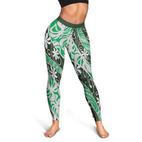 Matie Tahiti Tiare Monstera Leggings Polynesian Pattern Curve Style - Polynesian Pride