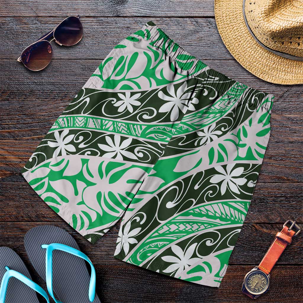 Matie Tahiti Tiare Monstera Shorts for Men Polynesian Pattern Curve Style - Polynesian Pride
