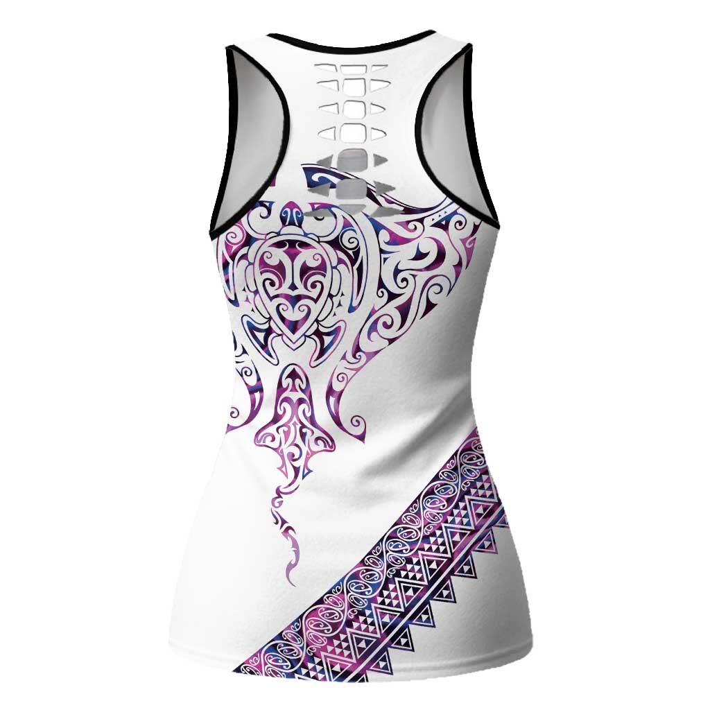 Mawhero Paua Shell Kowhaiwhai Taniko Personalised Hollow Tank Top Manta Ray Shark-Turtle Maori Tribal Style LT9 - Polynesian Pride
