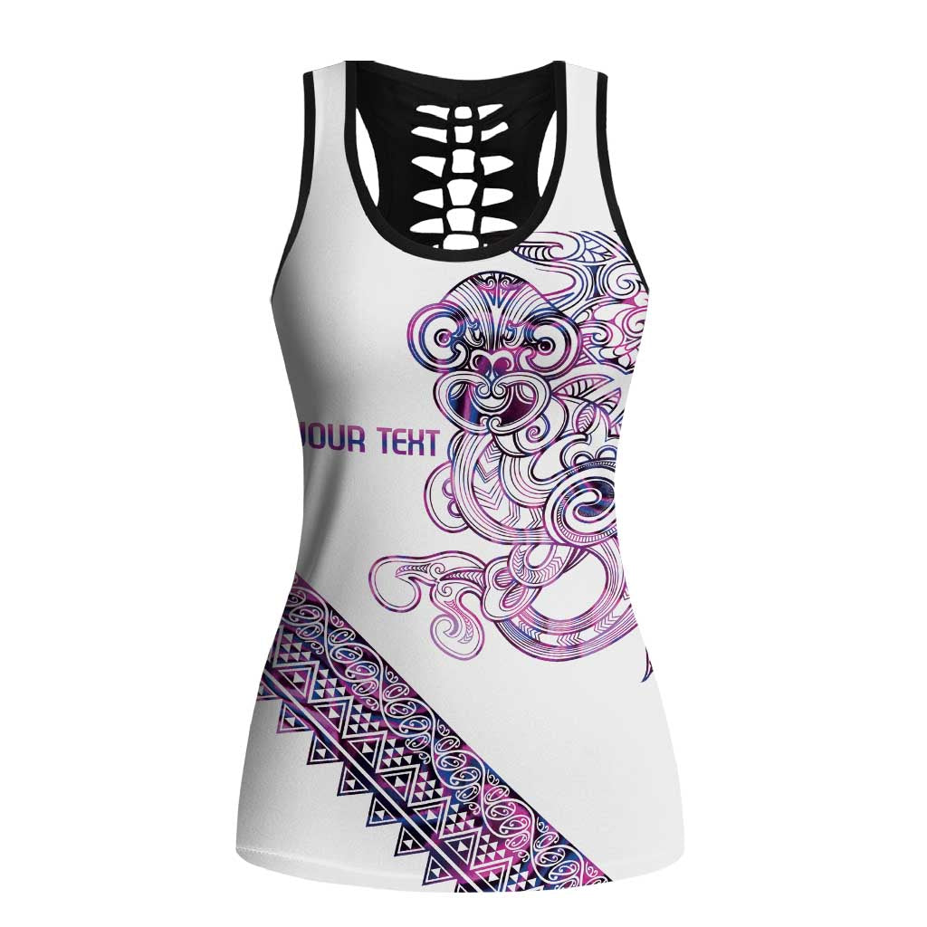 Mawhero Paua Shell Kowhaiwhai Taniko Personalised Hollow Tank Top Taniwha Maori Tribal Style