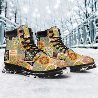 Mele Kalikimaka Hawaii Christmas All Season Boots Melemele Mama Seamless Floral Motif - Polynesian Pride