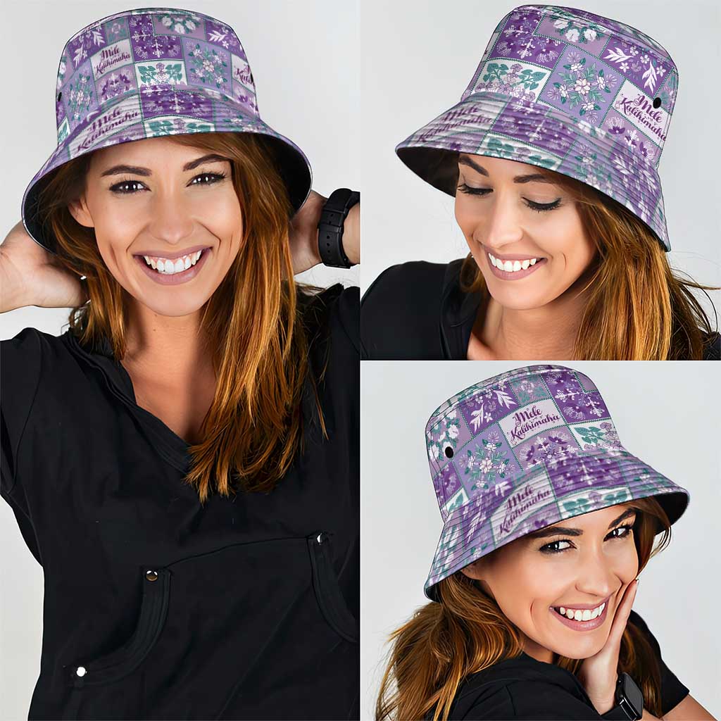 Mele Kalikimaka Hawaii Christmas Bucket Hat Poni Seamless Floral Motif - Polynesian Pride