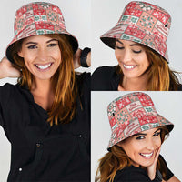 Mele Kalikimaka Hawaii Christmas Bucket Hat Ulaula Seamless Floral Motif - Polynesian Pride