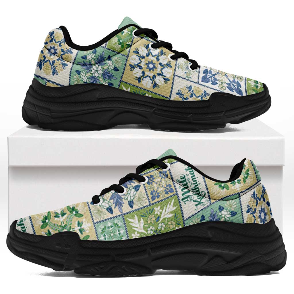 Mele Kalikimaka Hawaii Christmas Chunky Sneakers Omaomao Seamless Floral Motif - Polynesian Pride