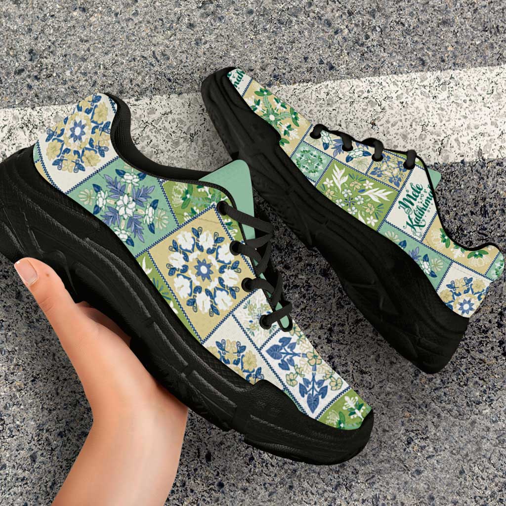 Mele Kalikimaka Hawaii Christmas Chunky Sneakers Omaomao Seamless Floral Motif - Polynesian Pride
