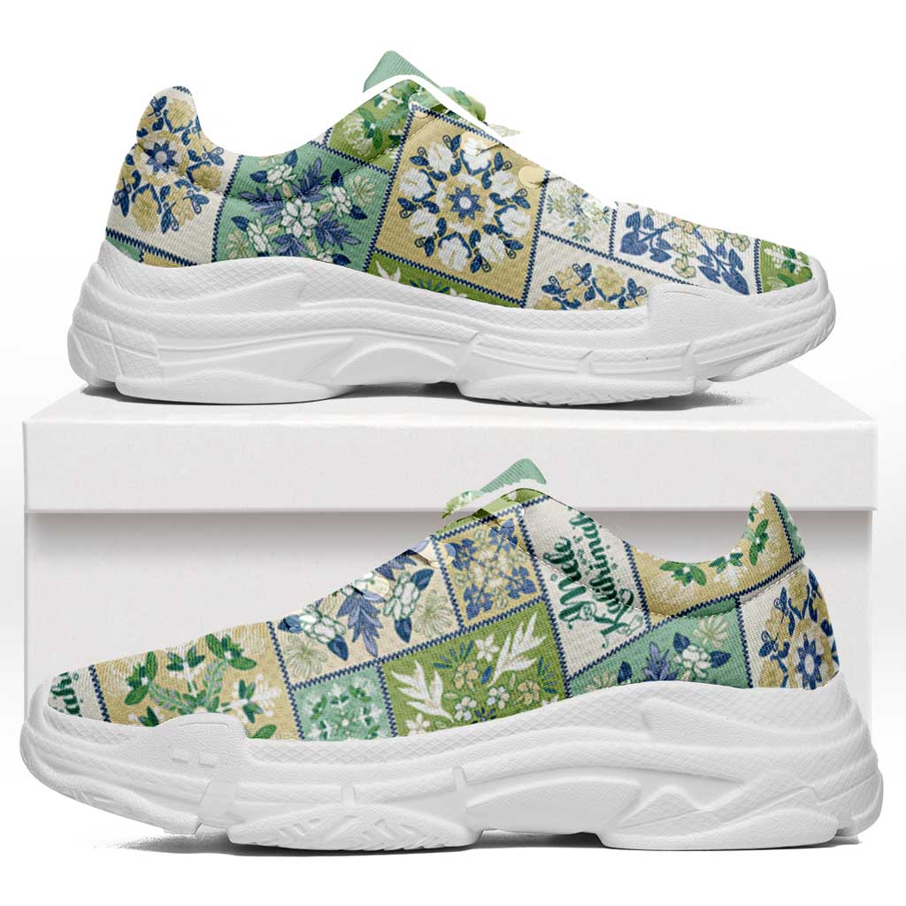 Mele Kalikimaka Hawaii Christmas Chunky Sneakers Omaomao Seamless Floral Motif - Polynesian Pride