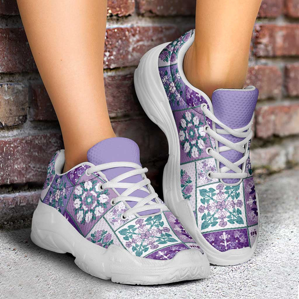 Mele Kalikimaka Hawaii Christmas Chunky Sneakers Poni Seamless Floral Motif - Polynesian Pride