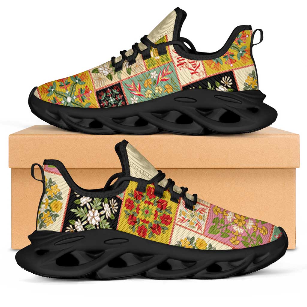 Mele Kalikimaka Hawaii Christmas Clunky Sneakers Melemele Mama Seamless Floral Motif - Polynesian Pride