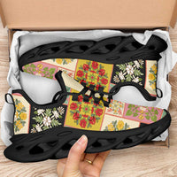 Mele Kalikimaka Hawaii Christmas Clunky Sneakers Melemele Mama Seamless Floral Motif - Polynesian Pride