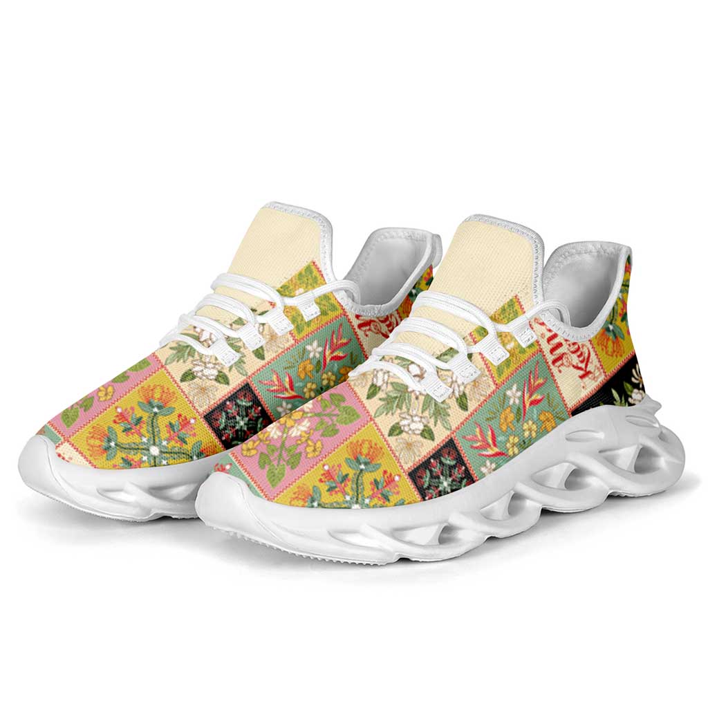 Mele Kalikimaka Hawaii Christmas Clunky Sneakers Melemele Mama Seamless Floral Motif - Polynesian Pride