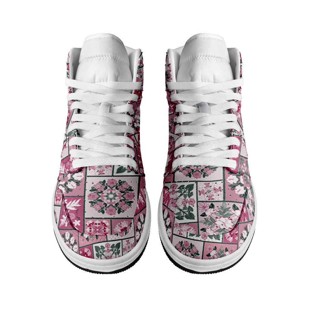 Mele Kalikimaka Hawaii Christmas High Sneakers AJ1 Akala Seamless Floral Motif - Polynesian Pride
