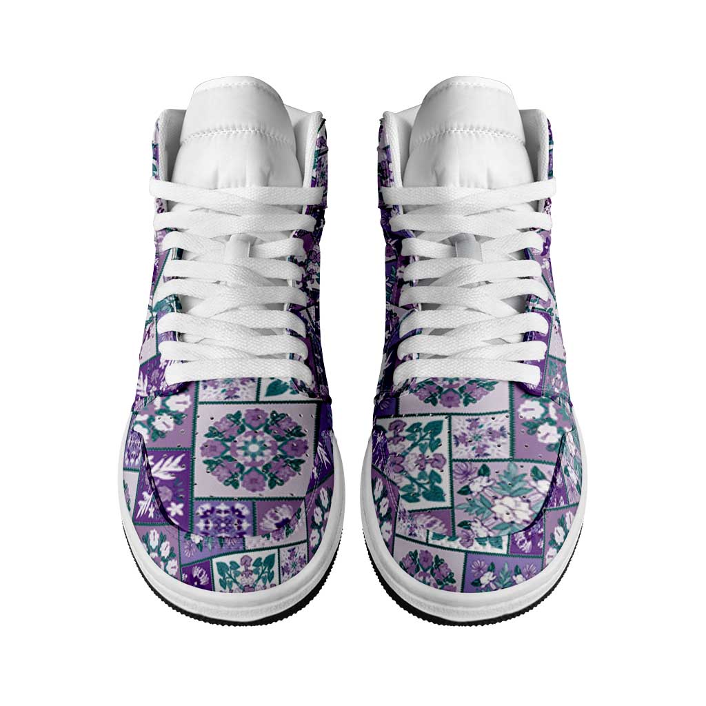 Mele Kalikimaka Hawaii Christmas High Sneakers AJ1 Poni Seamless Floral Motif - Polynesian Pride