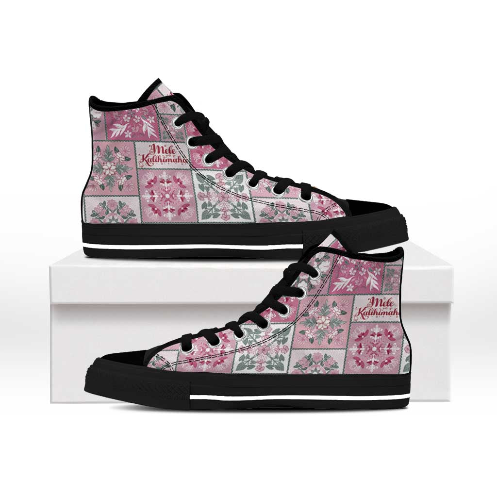 Mele Kalikimaka Hawaii Christmas High Top Shoes Akala Seamless Floral Motif LT9 - Polynesian Pride