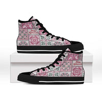 Mele Kalikimaka Hawaii Christmas High Top Shoes Akala Seamless Floral Motif LT9 - Polynesian Pride