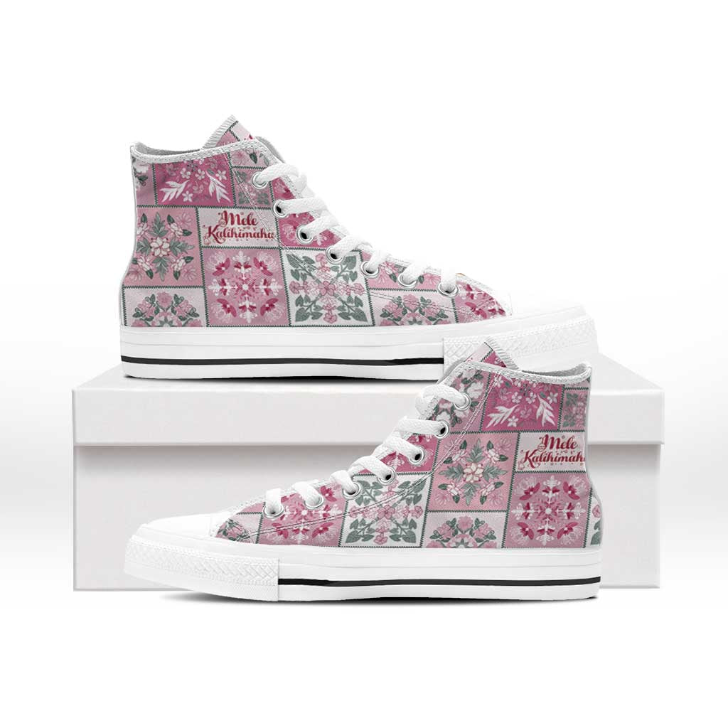 Mele Kalikimaka Hawaii Christmas High Top Shoes Akala Seamless Floral Motif LT9 - Polynesian Pride