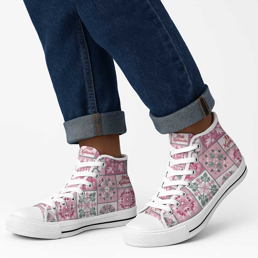 Mele Kalikimaka Hawaii Christmas High Top Shoes Akala Seamless Floral Motif LT9 - Polynesian Pride