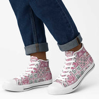 Mele Kalikimaka Hawaii Christmas High Top Shoes Akala Seamless Floral Motif LT9 - Polynesian Pride