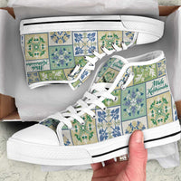 Mele Kalikimaka Hawaii Christmas High Top Shoes Omaomao Seamless Floral Motif - Polynesian Pride