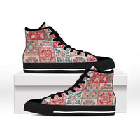 Mele Kalikimaka Hawaii Christmas High Top Shoes Ulaula Seamless Floral Motif LT9 - Polynesian Pride