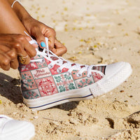 Mele Kalikimaka Hawaii Christmas High Top Shoes Ulaula Seamless Floral Motif LT9 - Polynesian Pride
