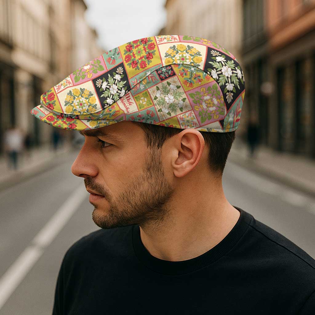 Mele Kalikimaka Hawaii Christmas Jeff Hat Melemele Mama Seamless Floral Motif - Polynesian Pride